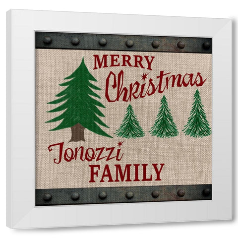 Personalized Christmas Sign V2 White Modern Wood Framed Art Print by LightBoxJournal
