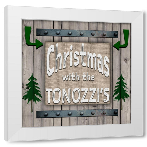 Personalized Christmas Sign V5 White Modern Wood Framed Art Print by LightBoxJournal