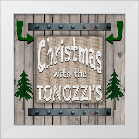 Personalized Christmas Sign V5 White Modern Wood Framed Art Print by LightBoxJournal