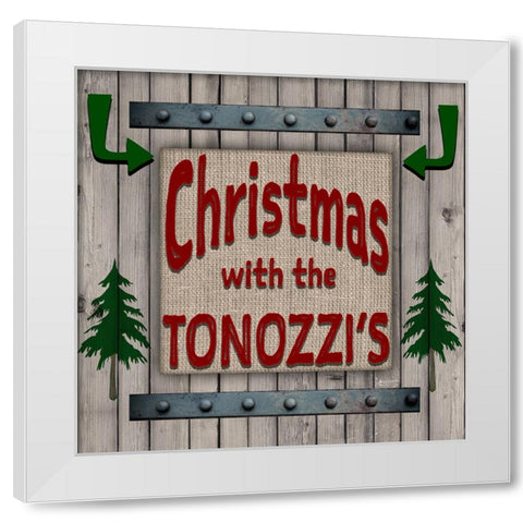 Personalized Christmas Sign V6 White Modern Wood Framed Art Print by LightBoxJournal
