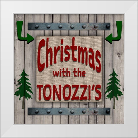 Personalized Christmas Sign V6 White Modern Wood Framed Art Print by LightBoxJournal
