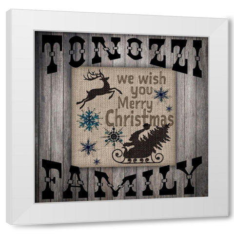 Personalized Christmas Sign V7 White Modern Wood Framed Art Print by LightBoxJournal