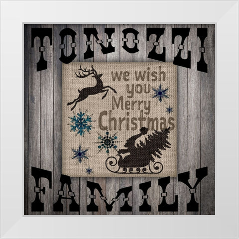 Personalized Christmas Sign V7 White Modern Wood Framed Art Print by LightBoxJournal