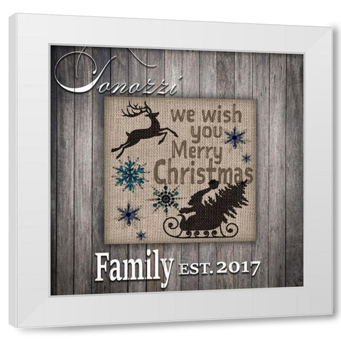 Personalized Christmas Sign V8 White Modern Wood Framed Art Print by LightBoxJournal