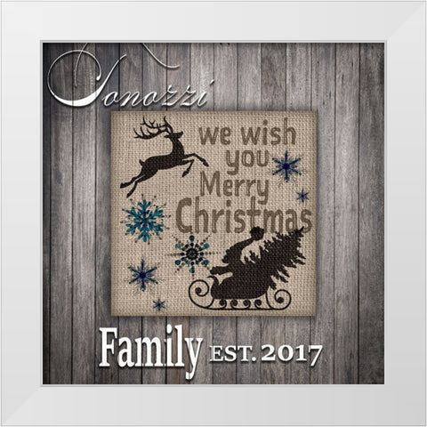 Personalized Christmas Sign V8 White Modern Wood Framed Art Print by LightBoxJournal