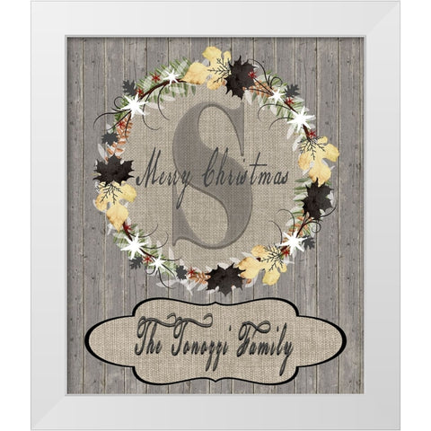 Personalized Christmas Sign V19 White Modern Wood Framed Art Print by LightBoxJournal