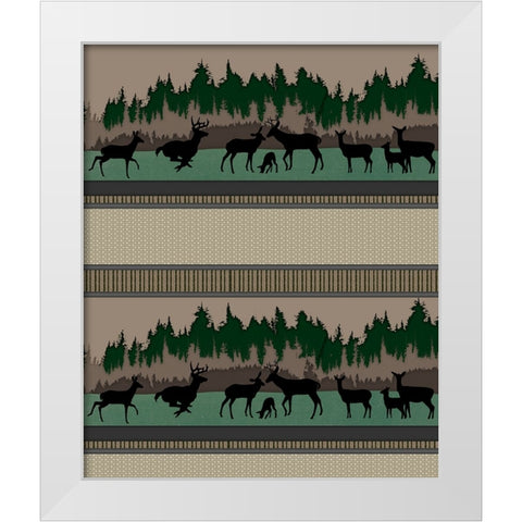 Deer_SurfacePattern V1 0 White Modern Wood Framed Art Print by LightBoxJournal