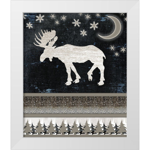 Good Night Moose V1 1 (1) White Modern Wood Framed Art Print by LightBoxJournal