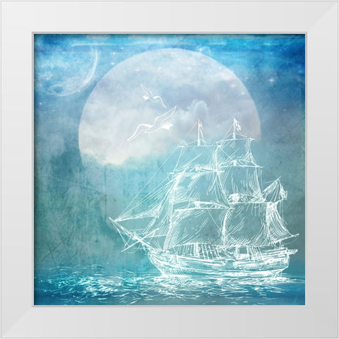 Sailor Away_Ship 1 White Modern Wood Framed Art Print by LightBoxJournal