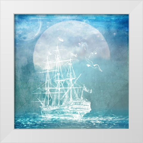 Sailor Away_Ship 2 White Modern Wood Framed Art Print by LightBoxJournal