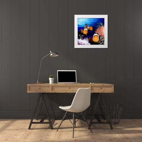 Sea Creatures_Clown Fish White Modern Wood Framed Art Print by LightBoxJournal