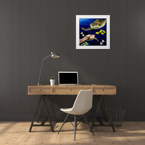 Sea Creatures_Turtle 2 White Modern Wood Framed Art Print by LightBoxJournal