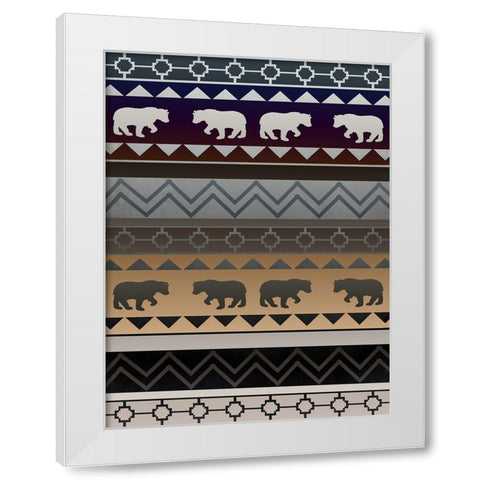 Bear Pattern Sunset Gradient White Modern Wood Framed Art Print by LightBoxJournal