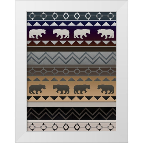 Bear Pattern Sunset Gradient White Modern Wood Framed Art Print by LightBoxJournal