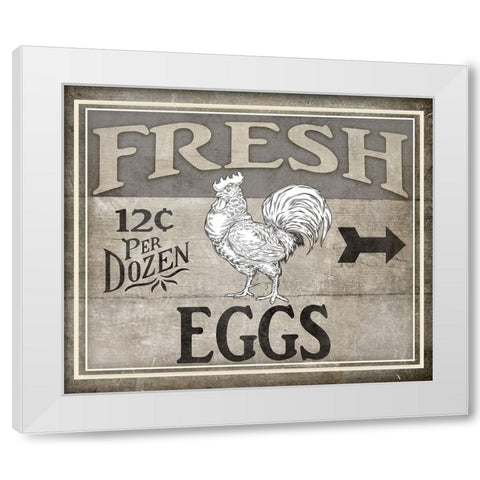 Vintage Farm Sign - Local Farmer - Fresh Eggs White Modern Wood Framed Art Print by LightBoxJournal