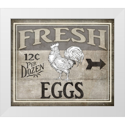 Vintage Farm Sign - Local Farmer - Fresh Eggs White Modern Wood Framed Art Print by LightBoxJournal