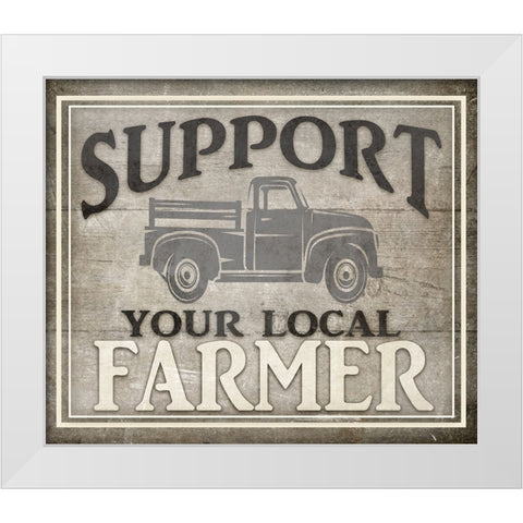 Vintage Farm Sign - Local Farmer White Modern Wood Framed Art Print by LightBoxJournal