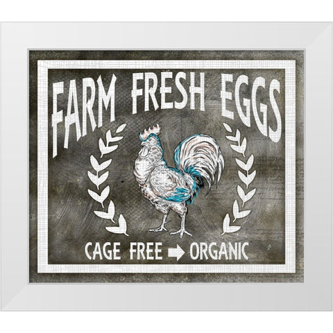 Farm Sign_Eggs White Modern Wood Framed Art Print by LightBoxJournal