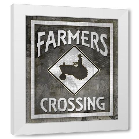 Farm Sign_Farmers Crossing White Modern Wood Framed Art Print by LightBoxJournal