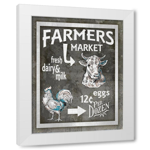Farm Sign_Farmers Market 3 White Modern Wood Framed Art Print by LightBoxJournal