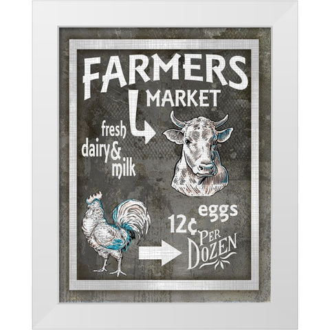 Farm Sign_Farmers Market 3 White Modern Wood Framed Art Print by LightBoxJournal