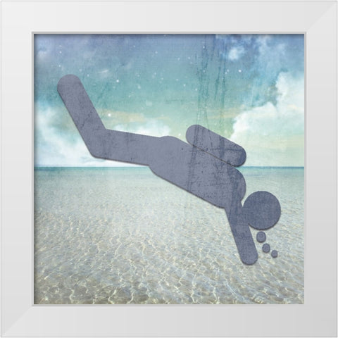 Signs_Diver White Modern Wood Framed Art Print by LightBoxJournal
