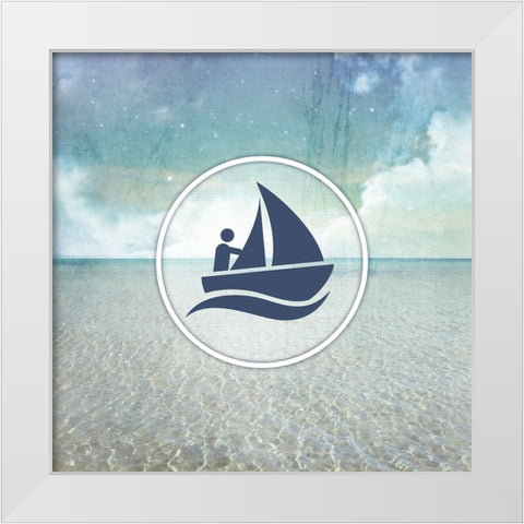 Signs_SeaLife_Boater2 White Modern Wood Framed Art Print by LightBoxJournal