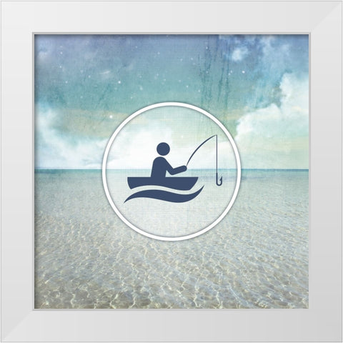Signs_SeaLife_Fishing White Modern Wood Framed Art Print by LightBoxJournal