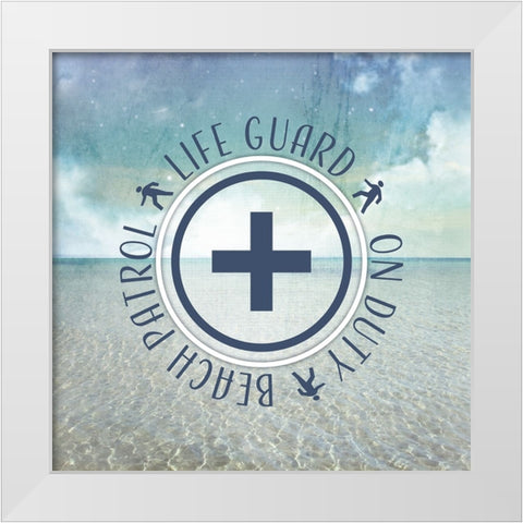 Signs_SeaLife_LifeGuard White Modern Wood Framed Art Print by LightBoxJournal