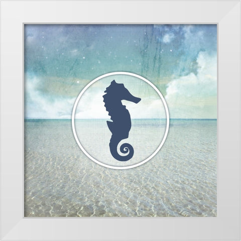 Signs_SeaLife_SeaHorse White Modern Wood Framed Art Print by LightBoxJournal