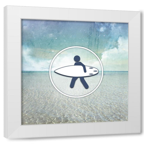 Signs_SeaLife_Surfer White Modern Wood Framed Art Print by LightBoxJournal