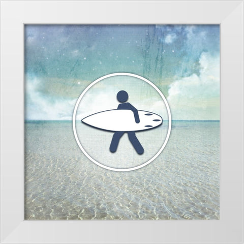 Signs_SeaLife_Surfer White Modern Wood Framed Art Print by LightBoxJournal