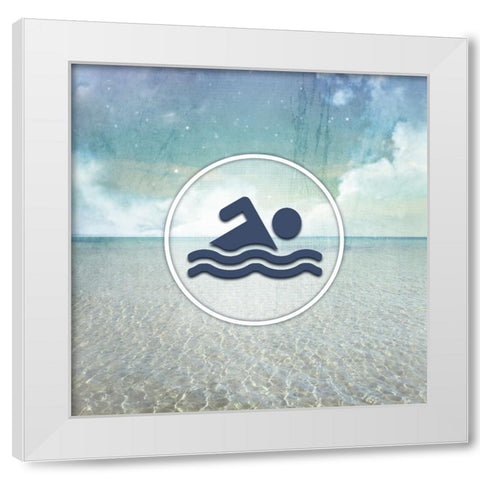 Signs_SeaLife_Swimmer White Modern Wood Framed Art Print by LightBoxJournal