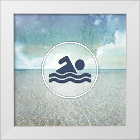 Signs_SeaLife_Swimmer White Modern Wood Framed Art Print by LightBoxJournal