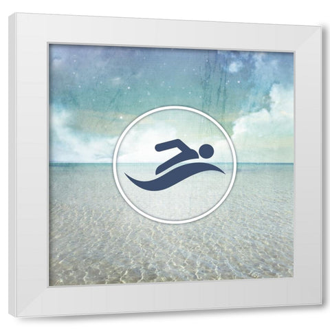 Signs_SeaLife_Swimmer2 White Modern Wood Framed Art Print by LightBoxJournal