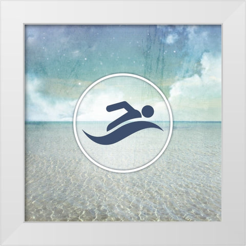 Signs_SeaLife_Swimmer2 White Modern Wood Framed Art Print by LightBoxJournal