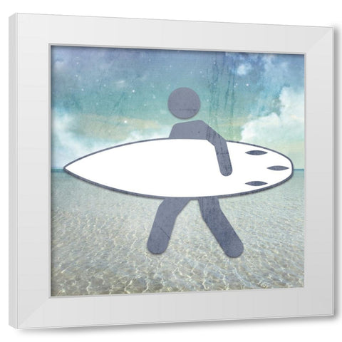 Signs_Surfer White Modern Wood Framed Art Print by LightBoxJournal