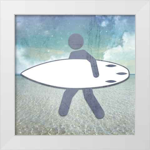 Signs_Surfer White Modern Wood Framed Art Print by LightBoxJournal