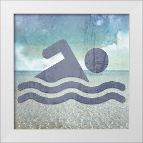 Signs_Swimming3 White Modern Wood Framed Art Print by LightBoxJournal
