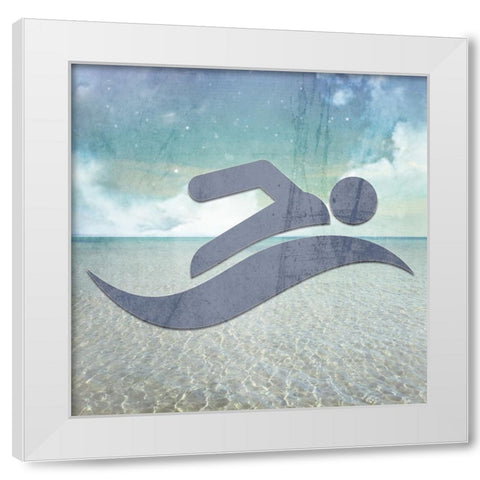 Signs_Swimming4 White Modern Wood Framed Art Print by LightBoxJournal