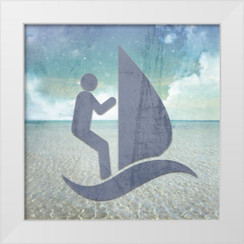 Signs_WindSurfer White Modern Wood Framed Art Print by LightBoxJournal
