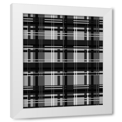 Minimalist Black and Whit Plaid 04 White Modern Wood Framed Art Print by LightBoxJournal