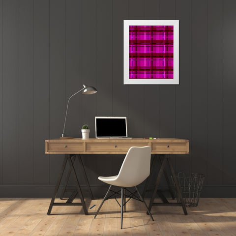 Minimalist Magenta Plaid Design 01 White Modern Wood Framed Art Print by LightBoxJournal