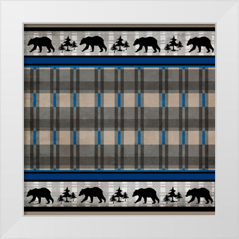 Blue Bear Lodge Pattern 6 White Modern Wood Framed Art Print by LightBoxJournal