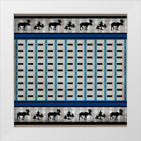 Blue Bear Lodge Pattern 7 White Modern Wood Framed Art Print by LightBoxJournal