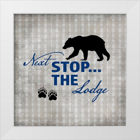 Blue Bear Lodge Sign 02 White Modern Wood Framed Art Print by LightBoxJournal