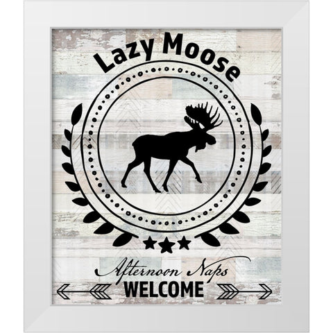 Blue Bear Lodge Sign 010 White Modern Wood Framed Art Print by LightBoxJournal