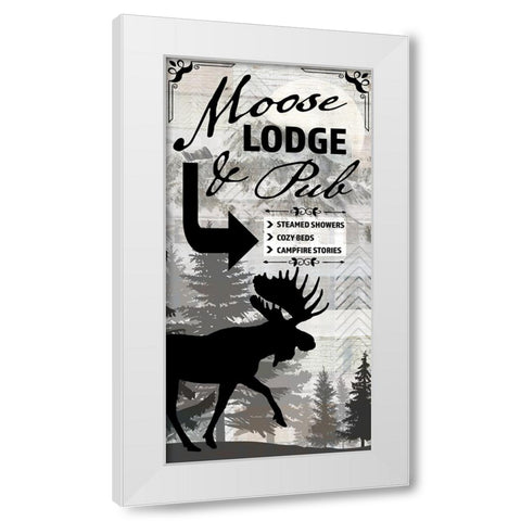 Blue Bear Lodge Sign 018 White Modern Wood Framed Art Print by LightBoxJournal