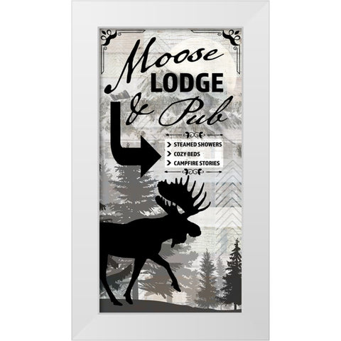 Blue Bear Lodge Sign 018 White Modern Wood Framed Art Print by LightBoxJournal