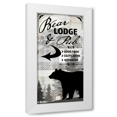 Blue Bear Lodge Sign 019 White Modern Wood Framed Art Print by LightBoxJournal